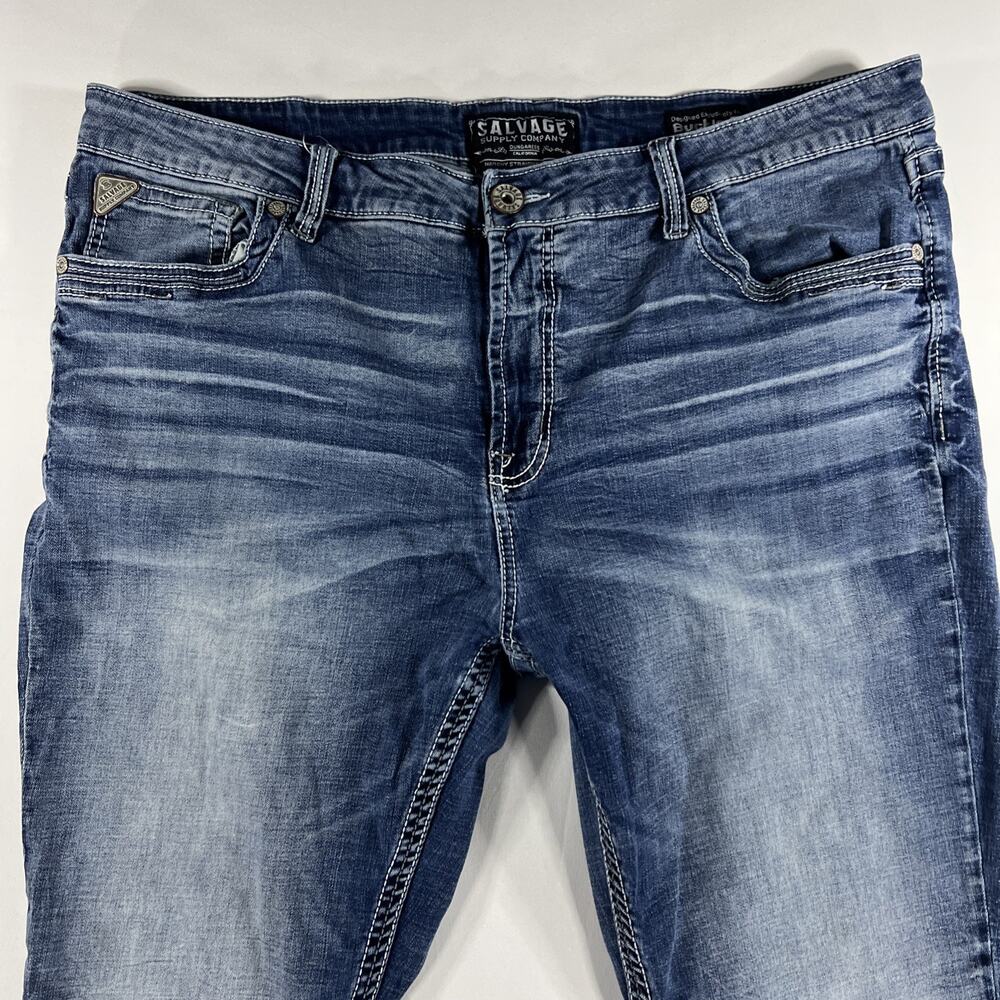 Salvage Buckle Anarchy Relaxed Straight Leg Mens Jeans Medium Wash 42x32 - Picture 6 of 12